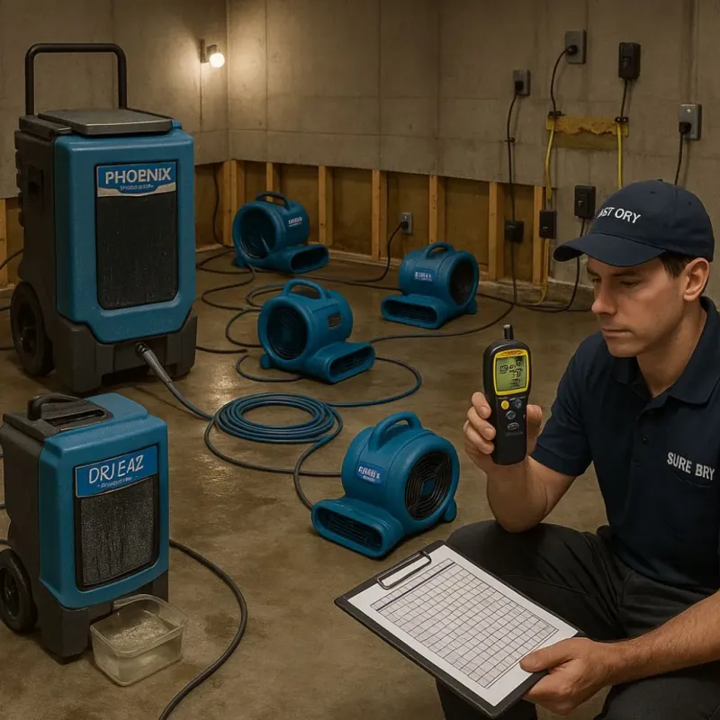Structural Drying and Dehumidification process in Kennedy, CA